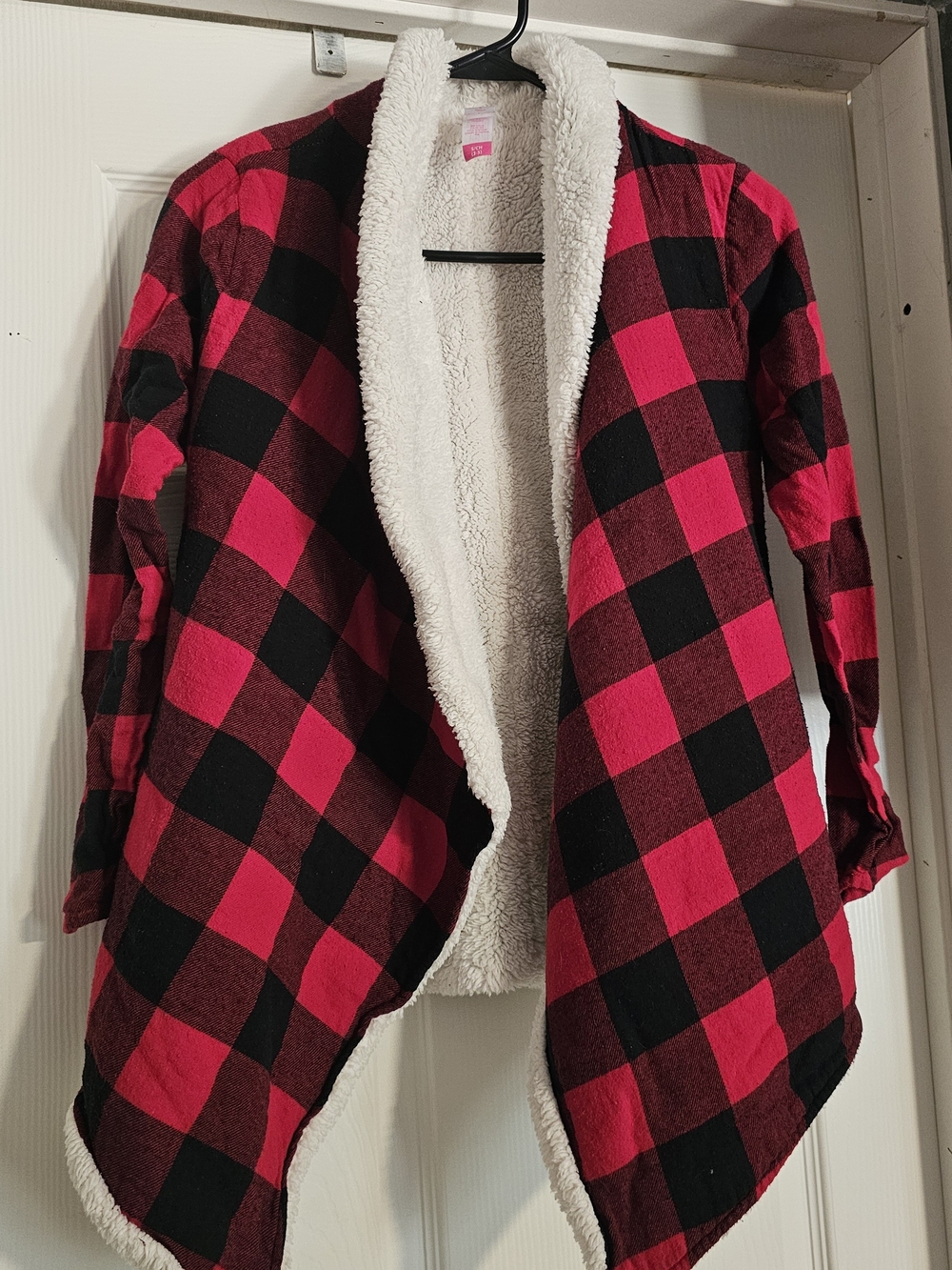 Cozy Red & Black Buffalo Plaid Sherpa Cardigan